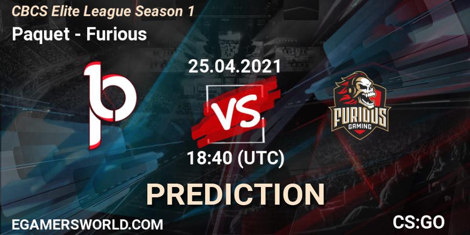 Paquetá vs Furious: Betting TIp, Match Prediction. 25.04.2021 at 18:40. Counter-Strike (CS2), CBCS Elite League Season 1