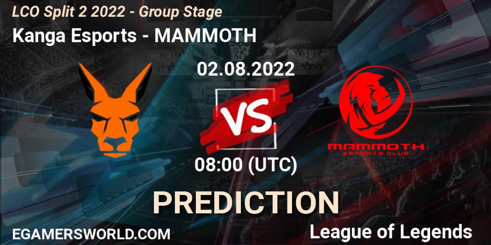 Kanga Esports vs MAMMOTH: Betting TIp, Match Prediction. 02.08.22. LoL, LCO Split 2 2022 - Group Stage