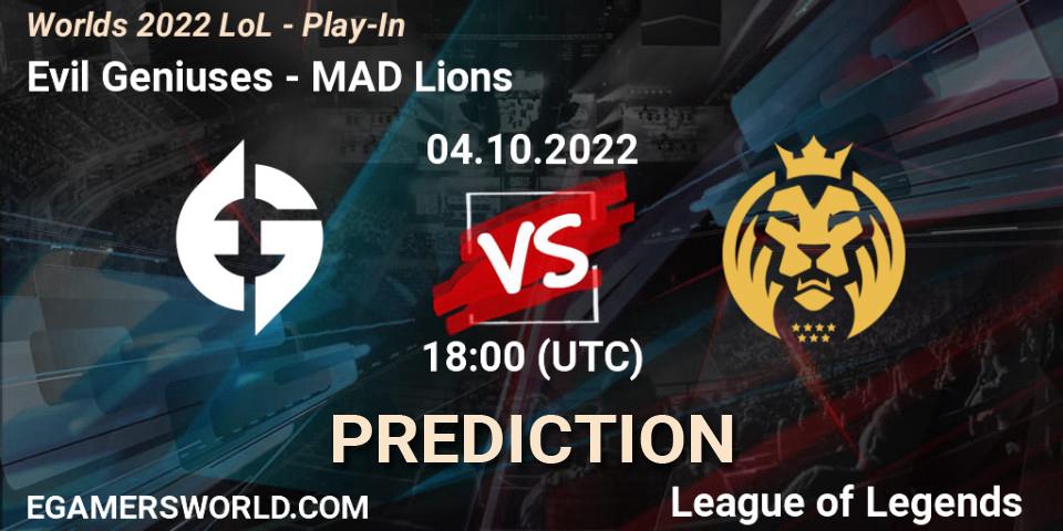 Evil Geniuses vs MAD Lions: Betting TIp, Match Prediction. 04.10.22. LoL, Worlds 2022 LoL - Play-In