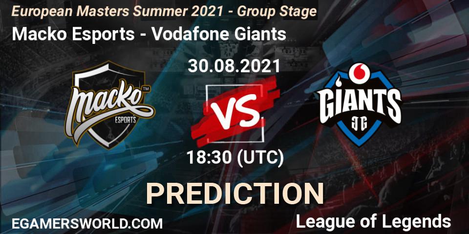Macko Esports vs Vodafone Giants: Betting TIp, Match Prediction. 30.08.2021 at 18:30. LoL, European Masters Summer 2021 - Group Stage