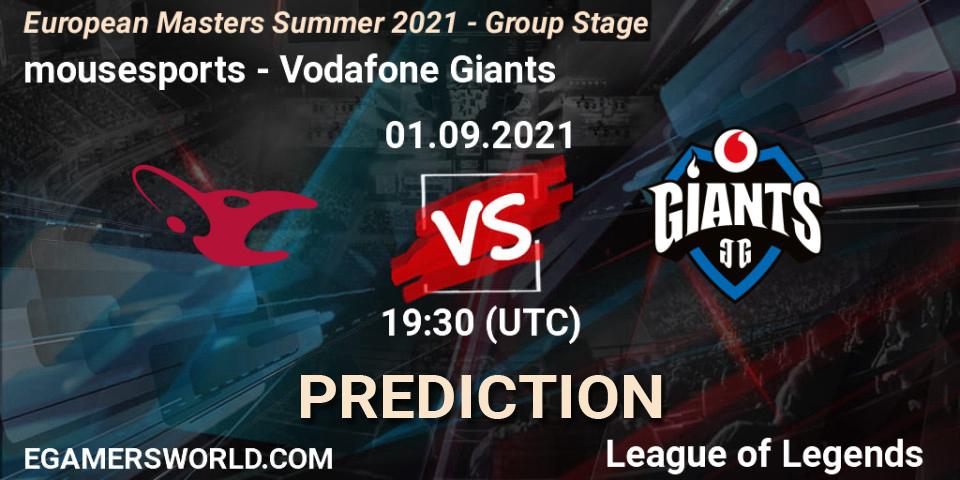 mousesports vs Vodafone Giants: Betting TIp, Match Prediction. 01.09.2021 at 19:30. LoL, European Masters Summer 2021 - Group Stage