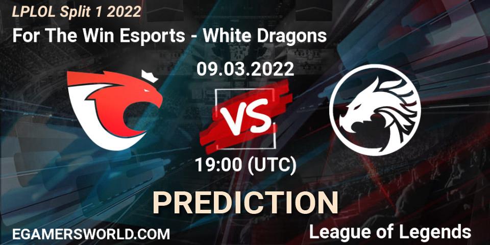 For The Win Esports vs White Dragons: Betting TIp, Match Prediction. 09.03.2022 at 19:00. LoL, LPLOL Split 1 2022