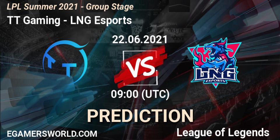 TT Gaming vs LNG Esports: Betting TIp, Match Prediction. 22.06.2021 at 09:00. LoL, LPL Summer 2021 - Group Stage