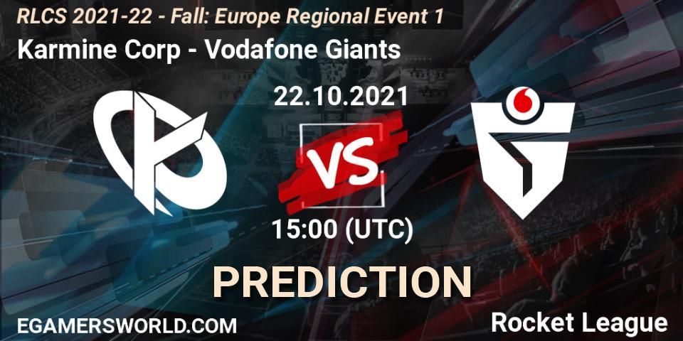 Karmine Corp vs Vodafone Giants: Betting TIp, Match Prediction. 22.10.21. Rocket League, RLCS 2021-22 - Fall: Europe Regional Event 1
