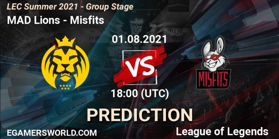 MAD Lions vs Misfits: Betting TIp, Match Prediction. 01.08.21. LoL, LEC Summer 2021 - Group Stage