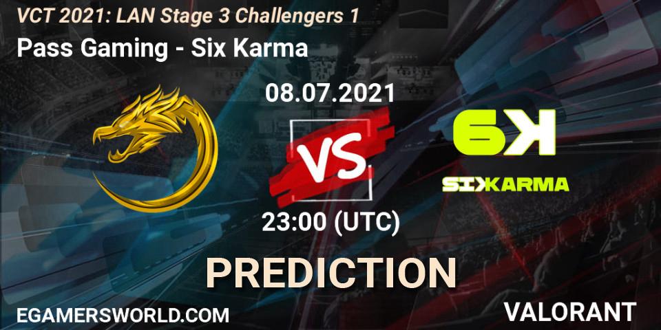 Pass Gaming vs Six Karma: Betting TIp, Match Prediction. 08.07.2021 at 23:00. VALORANT, VCT 2021: LAN Stage 3 Challengers 1
