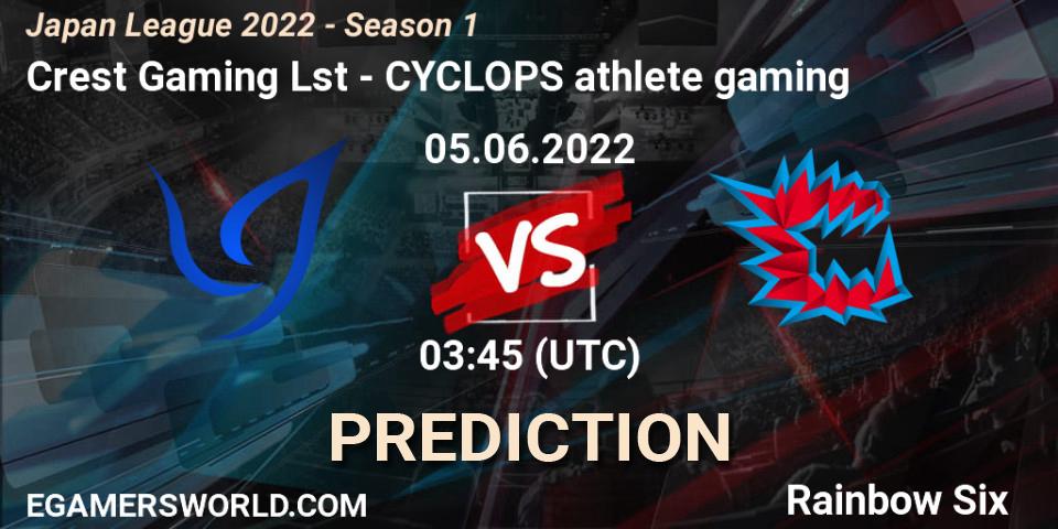 Crest Gaming Lst vs CYCLOPS athlete gaming: Betting TIp, Match Prediction. 05.06.2022 at 03:45. Rainbow Six, Japan League 2022 - Season 1