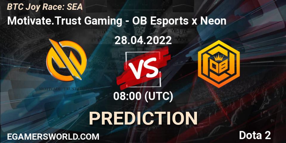 Tiger God vs OB Esports x Neon: Betting TIp, Match Prediction. 28.04.2022 at 08:06. Dota 2, BTC Joy Race: SEA