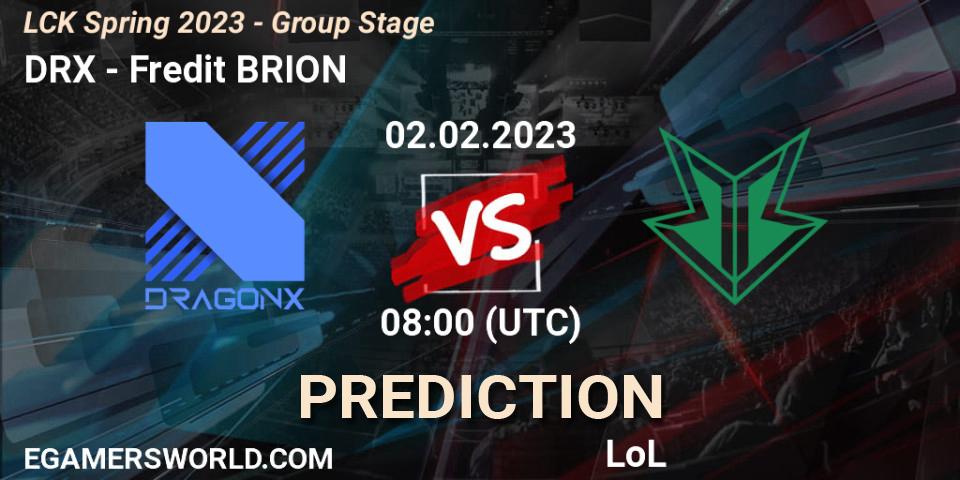 DRX vs Fredit BRION: Betting TIp, Match Prediction. 02.02.23. LoL, LCK Spring 2023 - Group Stage