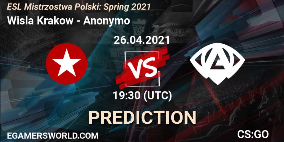 Wisla Krakow vs Anonymo: Betting TIp, Match Prediction. 26.04.2021 at 19:45. Counter-Strike (CS2), ESL Mistrzostwa Polski: Spring 2021