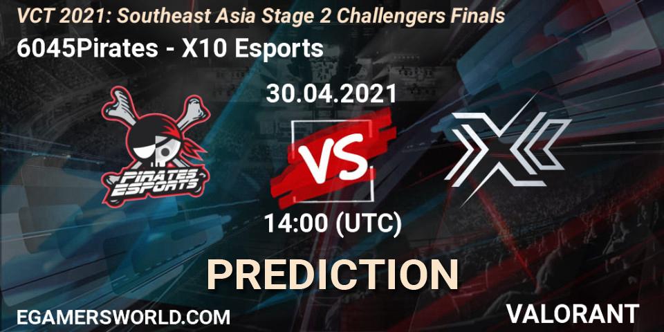 6045Pirates vs X10 Esports: Betting TIp, Match Prediction. 30.04.2021 at 14:00. VALORANT, VCT 2021: Southeast Asia Stage 2 Challengers Finals