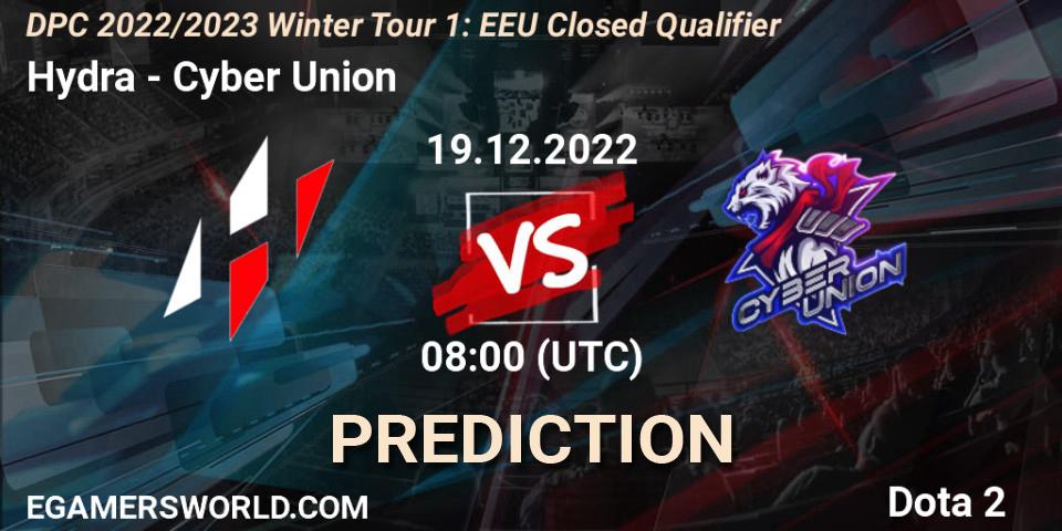 Hydra vs Cyber Union: Betting TIp, Match Prediction. 19.12.22. Dota 2, DPC 2022/2023 Winter Tour 1: EEU Closed Qualifier