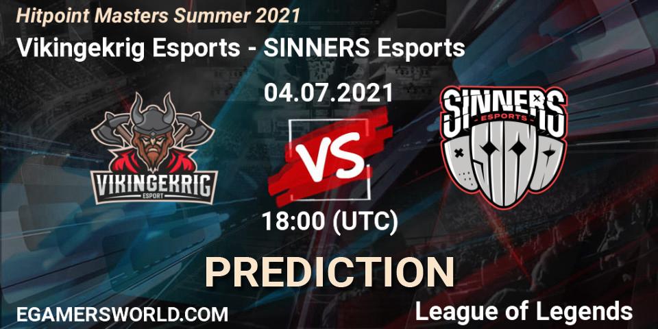 Vikingekrig Esports vs SINNERS Esports: Betting TIp, Match Prediction. 04.07.2021 at 18:00. LoL, Hitpoint Masters Summer 2021