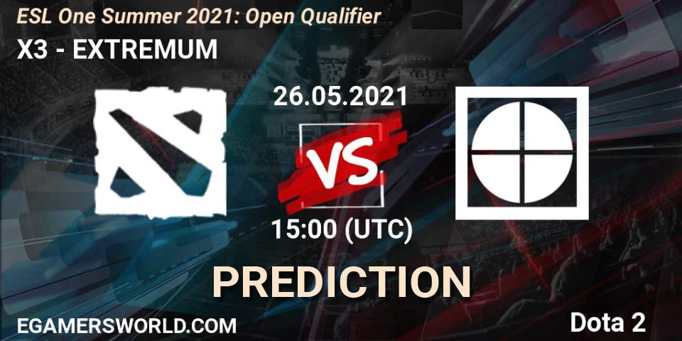 X3 vs EXTREMUM: Betting TIp, Match Prediction. 26.05.21. Dota 2, ESL One Summer 2021: Open Qualifier