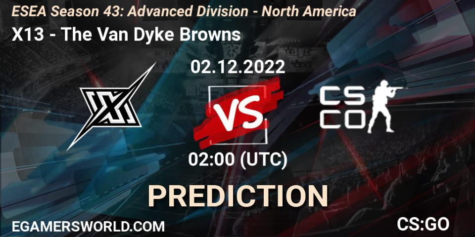 X13 vs The Van Dyke Browns: Betting TIp, Match Prediction. 02.12.22. CS2 (CS:GO), ESEA Season 43: Advanced Division - North America