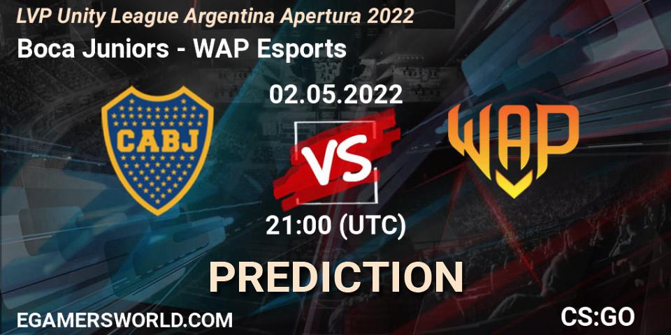 Boca Juniors vs WAP Esports: Betting TIp, Match Prediction. 02.05.2022 at 21:00. Counter-Strike (CS2), LVP Unity League Argentina Apertura 2022