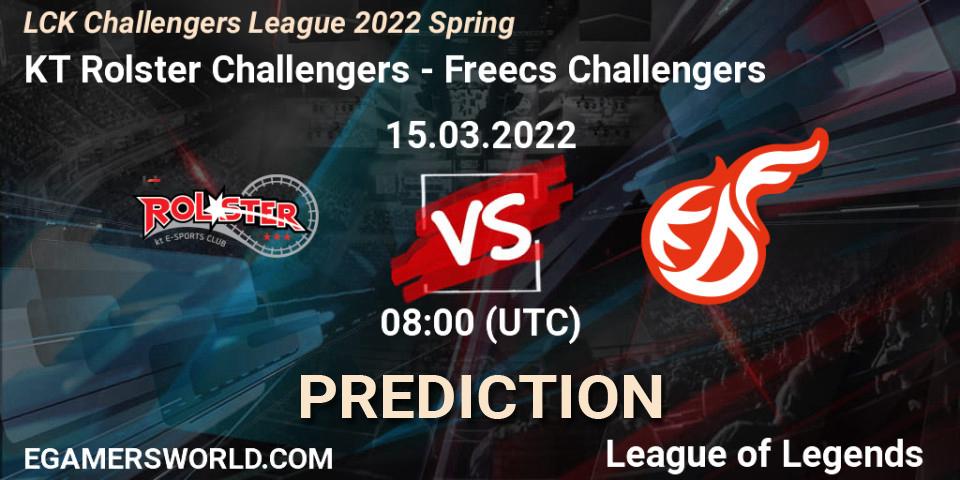 KT Rolster Challengers vs Freecs Challengers: Betting TIp, Match Prediction. 15.03.2022 at 08:00. LoL, LCK Challengers League 2022 Spring