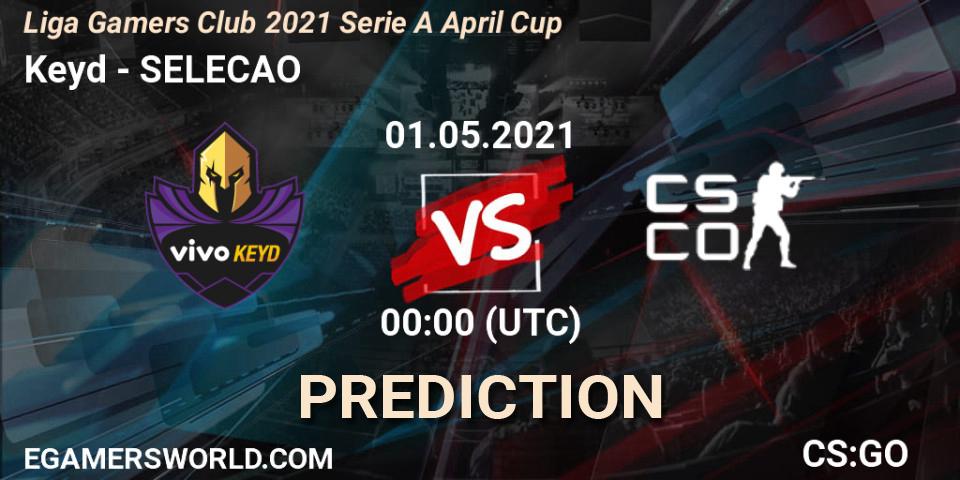 Keyd vs SELECAO: Betting TIp, Match Prediction. 01.05.2021 at 00:00. Counter-Strike (CS2), Liga Gamers Club 2021 Serie A April Cup