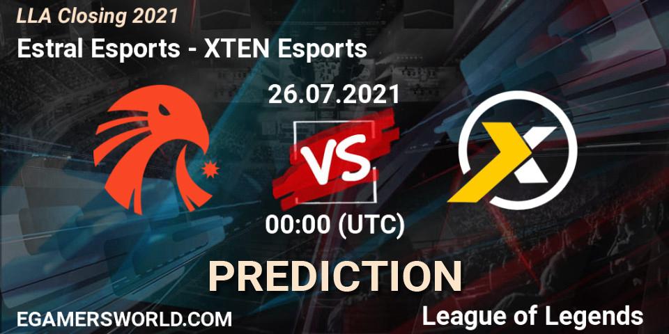 Estral Esports vs XTEN Esports: Betting TIp, Match Prediction. 26.07.2021 at 00:00. LoL, LLA Closing 2021