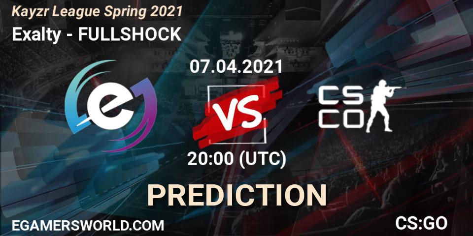 Exalty vs FULLSHOCK: Betting TIp, Match Prediction. 07.04.2021 at 20:00. Counter-Strike (CS2), Kayzr League Spring 2021