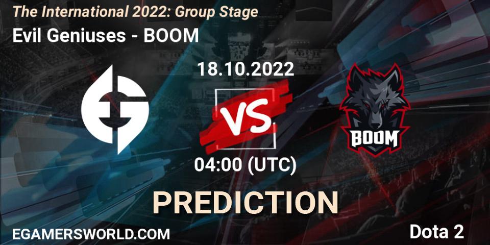 Evil Geniuses vs BOOM: Betting TIp, Match Prediction. 18.10.22. Dota 2, The International 2022: Group Stage
