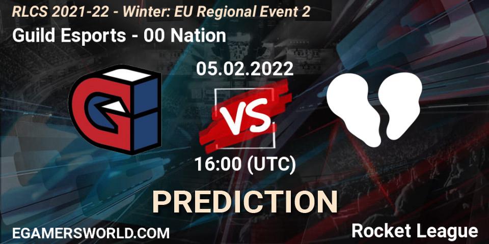 Guild Esports vs 00 Nation: Betting TIp, Match Prediction. 05.02.2022 at 16:00. Rocket League, RLCS 2021-22 - Winter: EU Regional Event 2