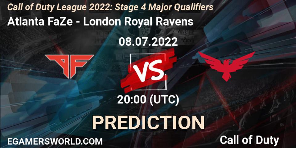 Atlanta FaZe vs London Royal Ravens: Betting TIp, Match Prediction. 08.07.2022 at 20:00. Call of Duty, Call of Duty League 2022: Stage 4