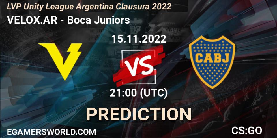 VELOX.AR vs Boca Juniors: Betting TIp, Match Prediction. 15.11.2022 at 21:00. Counter-Strike (CS2), LVP Unity League Argentina Clausura 2022