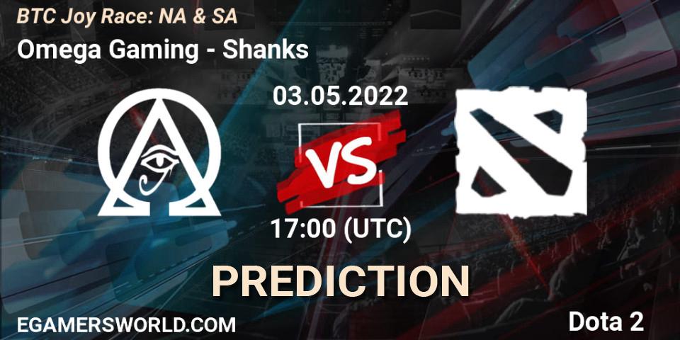 Omega Gaming vs Shanks: Betting TIp, Match Prediction. 03.05.2022 at 17:10. Dota 2, BTC Joy Race: NA & SA