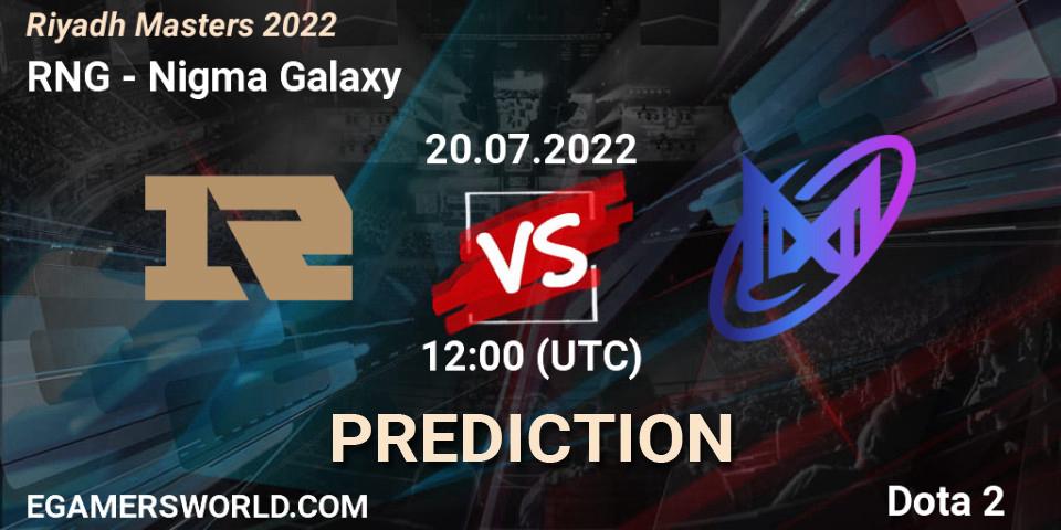 RNG vs Nigma Galaxy: Betting TIp, Match Prediction. 20.07.2022 at 12:38. Dota 2, Riyadh Masters 2022