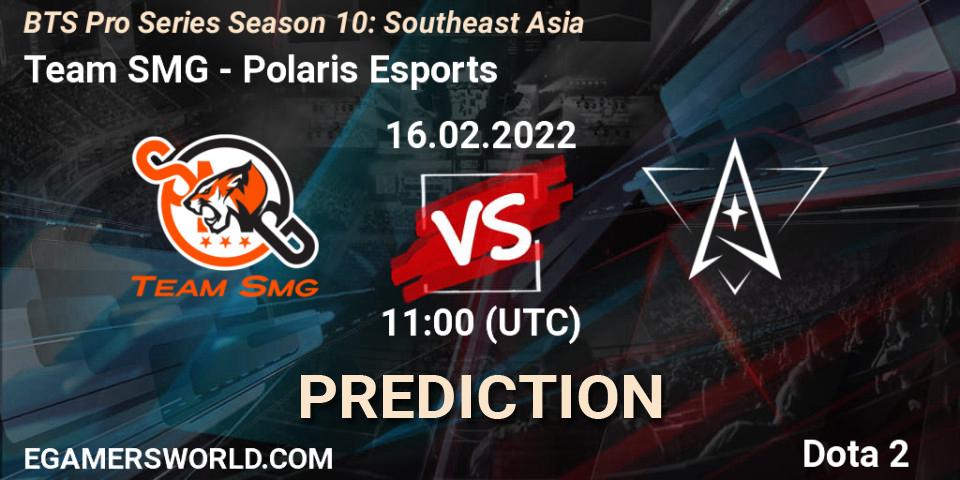 Team SMG vs Polaris Esports: Betting TIp, Match Prediction. 16.02.2022 at 11:06. Dota 2, BTS Pro Series Season 10: Southeast Asia