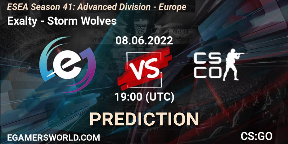 Exalty vs Storm Wolves: Betting TIp, Match Prediction. 08.06.2022 at 19:00. Counter-Strike (CS2), ESEA Season 41: Advanced Division - Europe
