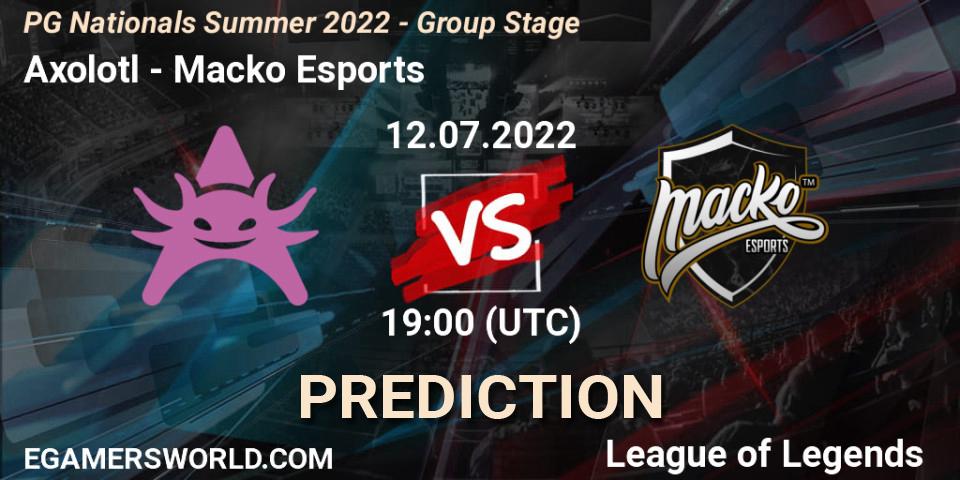 Axolotl vs Macko Esports: Betting TIp, Match Prediction. 12.07.2022 at 19:00. LoL, PG Nationals Summer 2022 - Group Stage