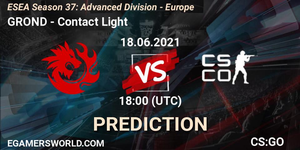 GROND vs Contact Light: Betting TIp, Match Prediction. 18.06.2021 at 18:00. Counter-Strike (CS2), ESEA Season 37: Advanced Division - Europe