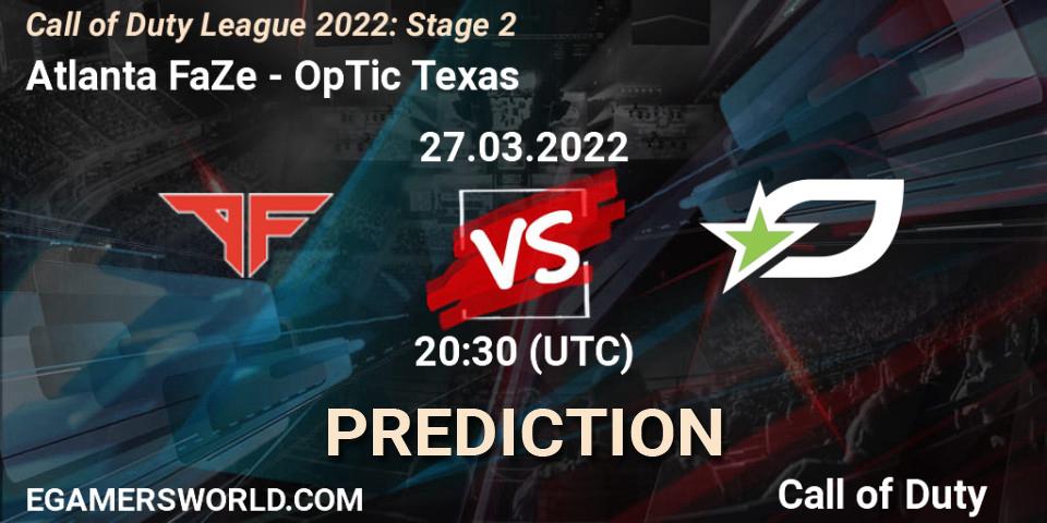 Atlanta FaZe vs OpTic Texas: Betting TIp, Match Prediction. 27.03.2022 at 20:30. Call of Duty, Call of Duty League 2022: Stage 2