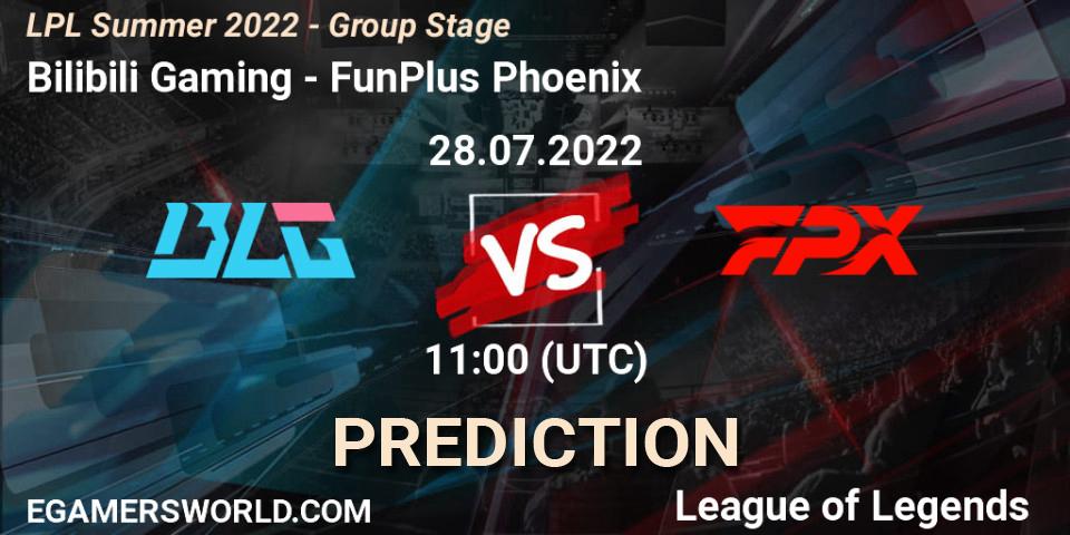 Bilibili Gaming vs FunPlus Phoenix: Betting TIp, Match Prediction. 28.07.22. LoL, LPL Summer 2022 - Group Stage