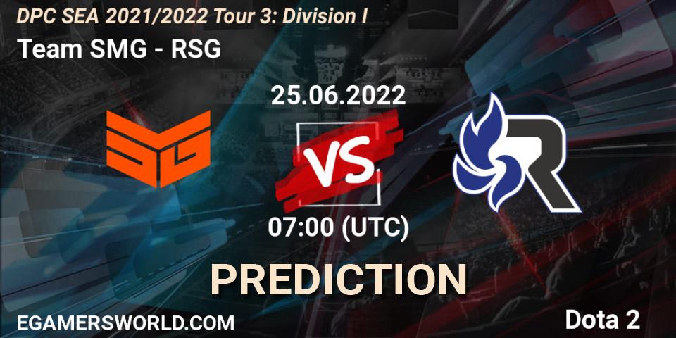 Team SMG vs RSG: Betting TIp, Match Prediction. 25.06.2022 at 07:31. Dota 2, DPC SEA 2021/2022 Tour 3: Division I