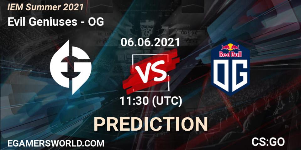 Evil Geniuses vs OG: Betting TIp, Match Prediction. 06.06.21. CS2 (CS:GO), IEM Summer 2021