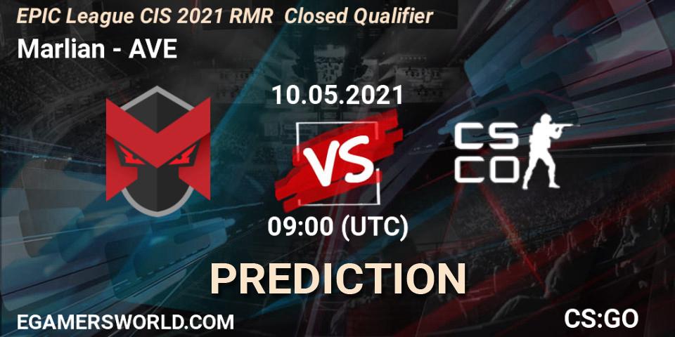 Marlian vs AVE: Betting TIp, Match Prediction. 10.05.2021 at 09:00. Counter-Strike (CS2), EPIC League CIS 2021 RMR Closed Qualifier
