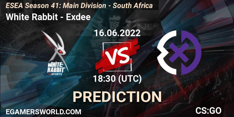 White Rabbit vs Exdee: Betting TIp, Match Prediction. 17.06.22. CS2 (CS:GO), ESEA Season 41: Main Division - South Africa