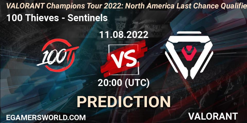 100 Thieves vs Sentinels: Betting TIp, Match Prediction. 11.08.22. VALORANT, VCT 2022: North America Last Chance Qualifier