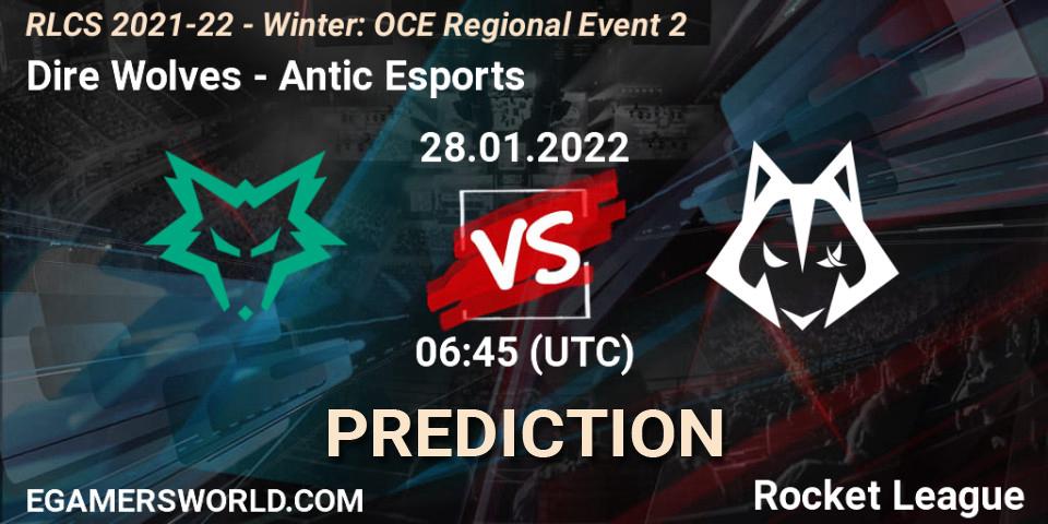 Dire Wolves vs Antic Esports: Betting TIp, Match Prediction. 28.01.2022 at 06:45. Rocket League, RLCS 2021-22 - Winter: OCE Regional Event 2