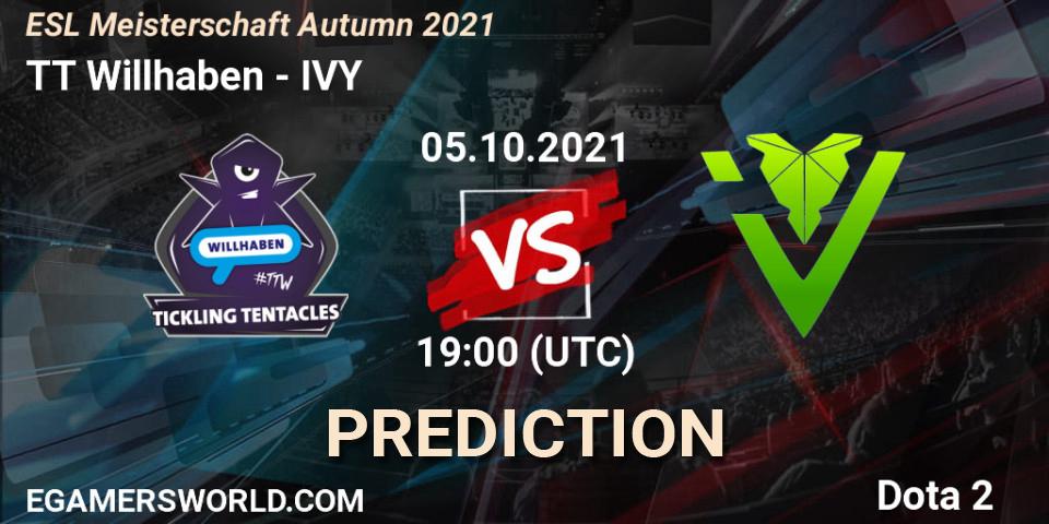 TT Willhaben vs IVY: Betting TIp, Match Prediction. 05.10.2021 at 18:58. Dota 2, ESL Meisterschaft Autumn 2021