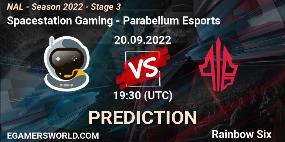 Spacestation Gaming vs Parabellum Esports: Betting TIp, Match Prediction. 20.09.2022 at 19:30. Rainbow Six, NAL - Season 2022 - Stage 3