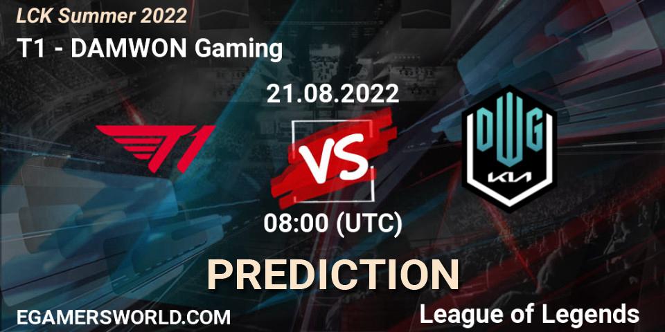 T1 vs DAMWON Gaming: Betting TIp, Match Prediction. 21.08.2022 at 08:00. LoL, LCK Summer 2022