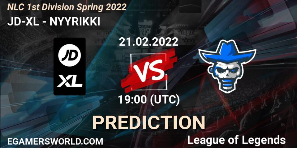 JD-XL vs NYYRIKKI: Betting TIp, Match Prediction. 21.02.2022 at 21:00. LoL, NLC 1st Division Spring 2022