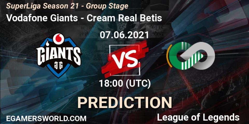 Vodafone Giants vs Cream Real Betis: Betting TIp, Match Prediction. 07.06.2021 at 19:00. LoL, SuperLiga Season 21 - Group Stage 