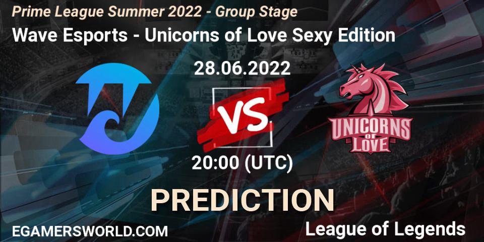 Wave Esports vs Unicorns of Love Sexy Edition: Betting TIp, Match Prediction. 28.06.2022 at 17:00. LoL, Prime League Summer 2022 - Group Stage