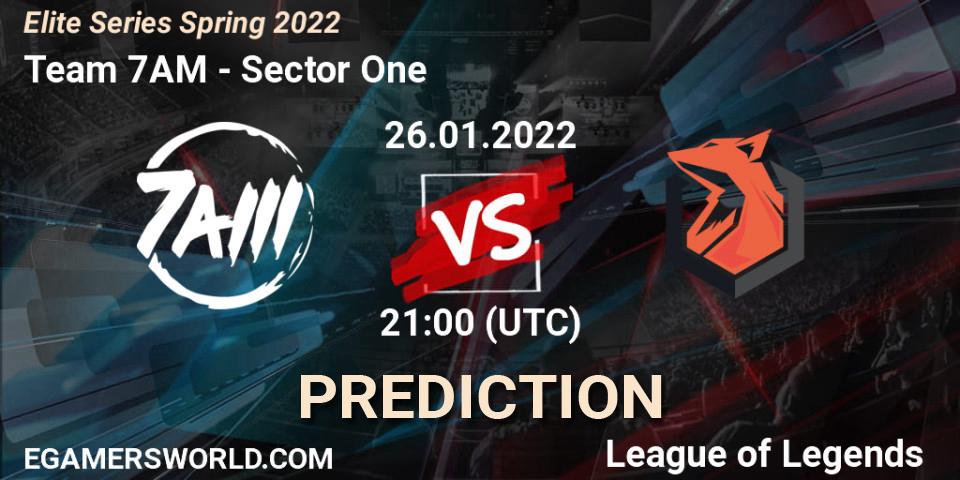 Team 7AM vs Sector One: Betting TIp, Match Prediction. 26.01.2022 at 21:00. LoL, Elite Series Spring 2022