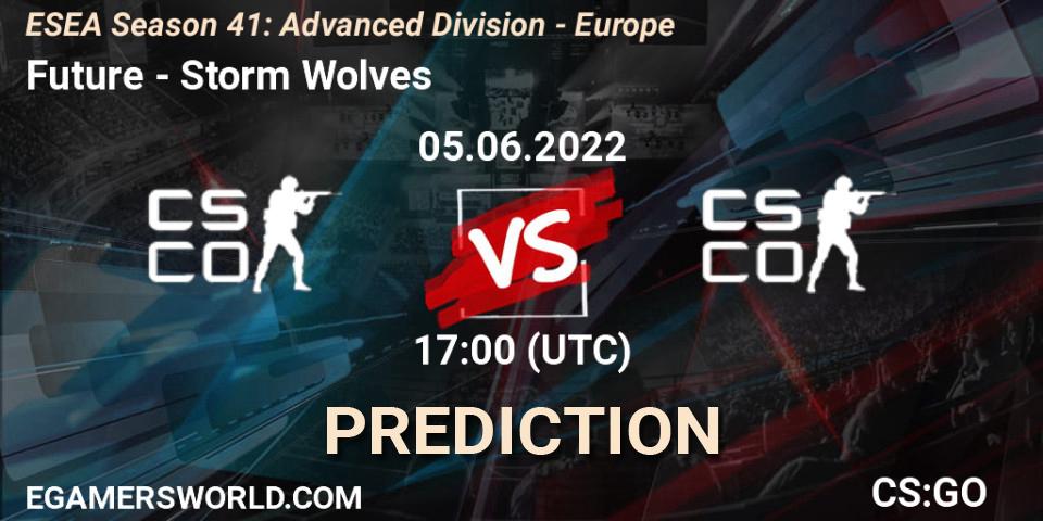 Future vs Storm Wolves: Betting TIp, Match Prediction. 05.06.2022 at 17:00. Counter-Strike (CS2), ESEA Season 41: Advanced Division - Europe